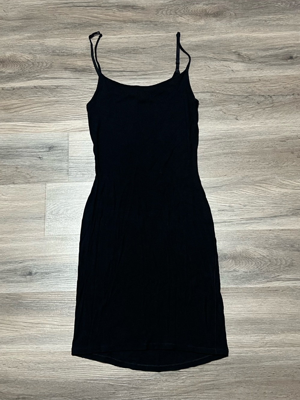 Skims Womens Medium Soft Lounge Slip Dress Black Ribbed Adjustable Bodycon Modal